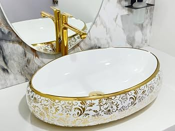 Lavamanos Blanco/Dorado