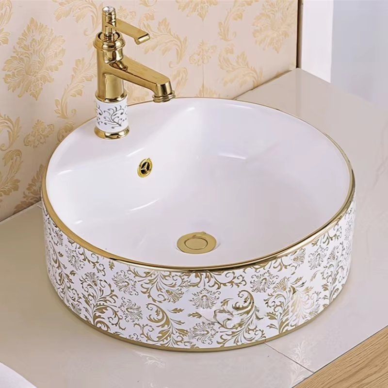 Lavamanos Blanco/Dorado