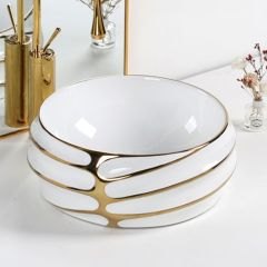 Lavamanos Blanco/Dorado